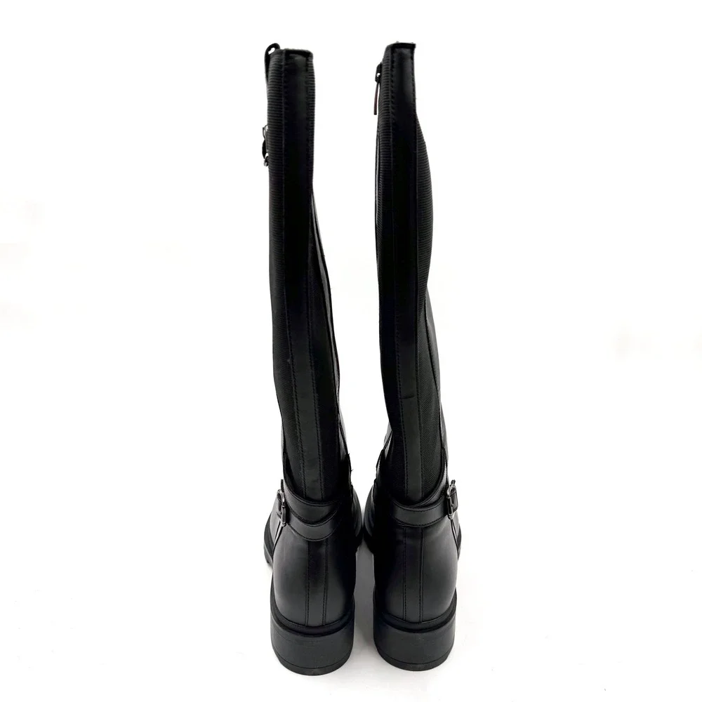 La Canadienne Saint Riding‎ Boots Black Leather Knee High Buckle Lug Sz 9 Women